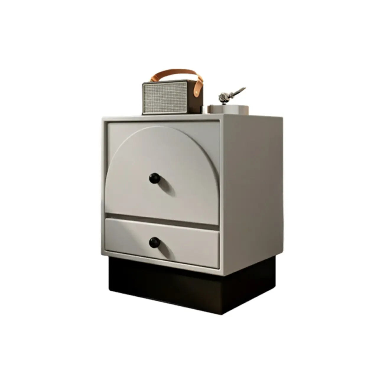 Comodino moderno in legno bianco sporco a 2 cassetti
