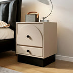 Comodino moderno in legno bianco sporco a 2 cassetti