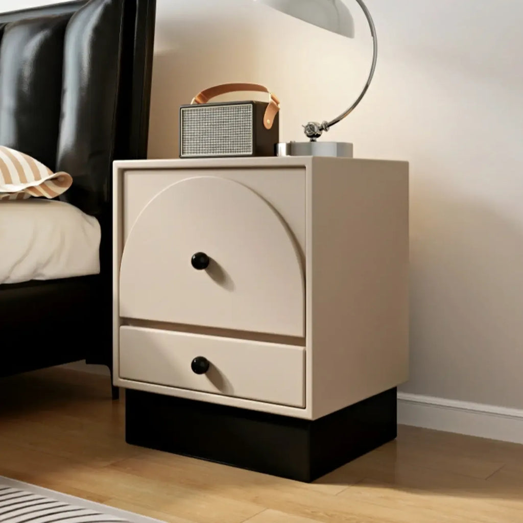 Comodino moderno in legno bianco sporco a 2 cassetti
