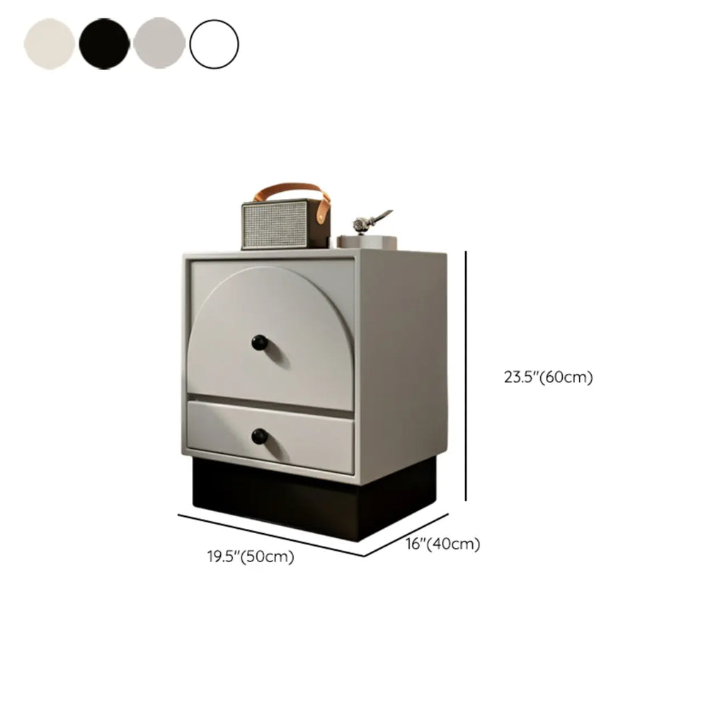 Comodino moderno in legno bianco sporco a 2 cassetti