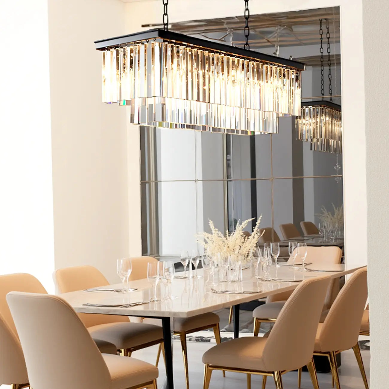 Suspension linéaire moderne en cristal ambré pour îlot de cuisine