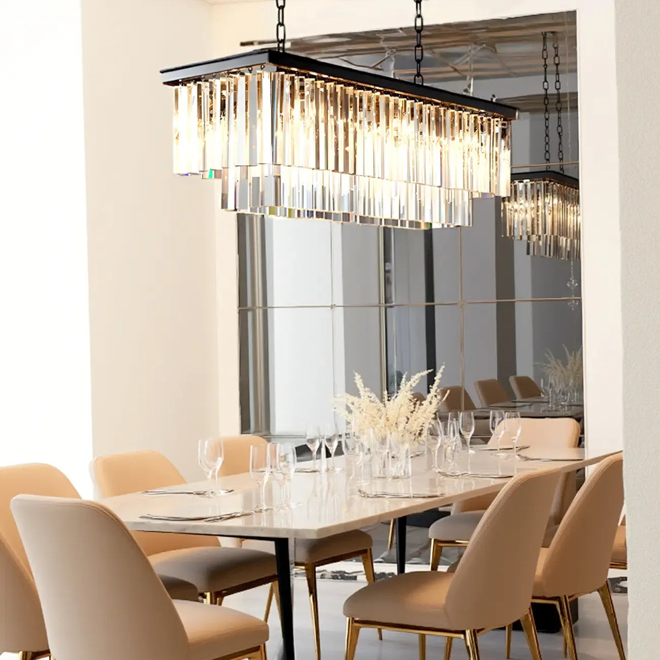 Suspension linéaire moderne en cristal ambré pour îlot de cuisine