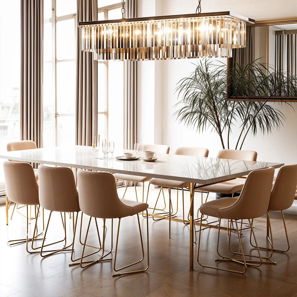 Suspension linéaire moderne en cristal ambré pour îlot de cuisine