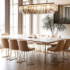 Suspension linéaire moderne en cristal ambré pour îlot de cuisine