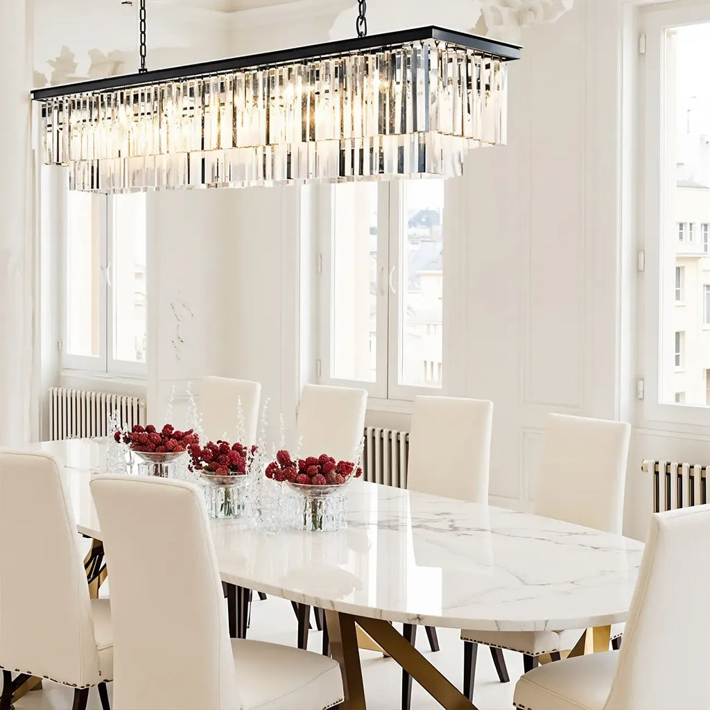 Suspension linéaire moderne en cristal ambré pour îlot de cuisine