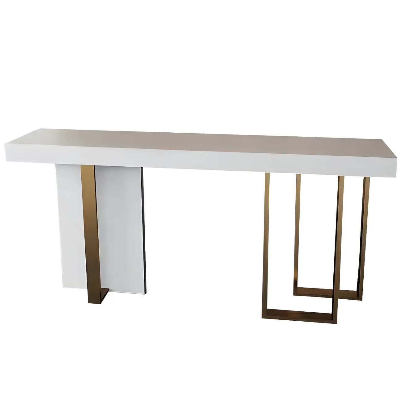 Tables de bar glamour blanches en faux marbre avec pieds dorés