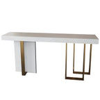 Tables de bar glamour blanches en faux marbre avec pieds dorés