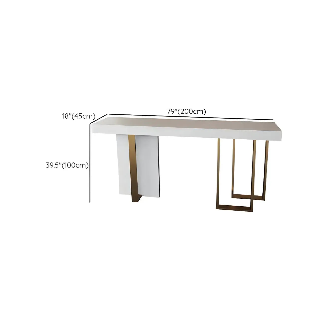 Tables de bar glamour blanches en faux marbre avec pieds dorés