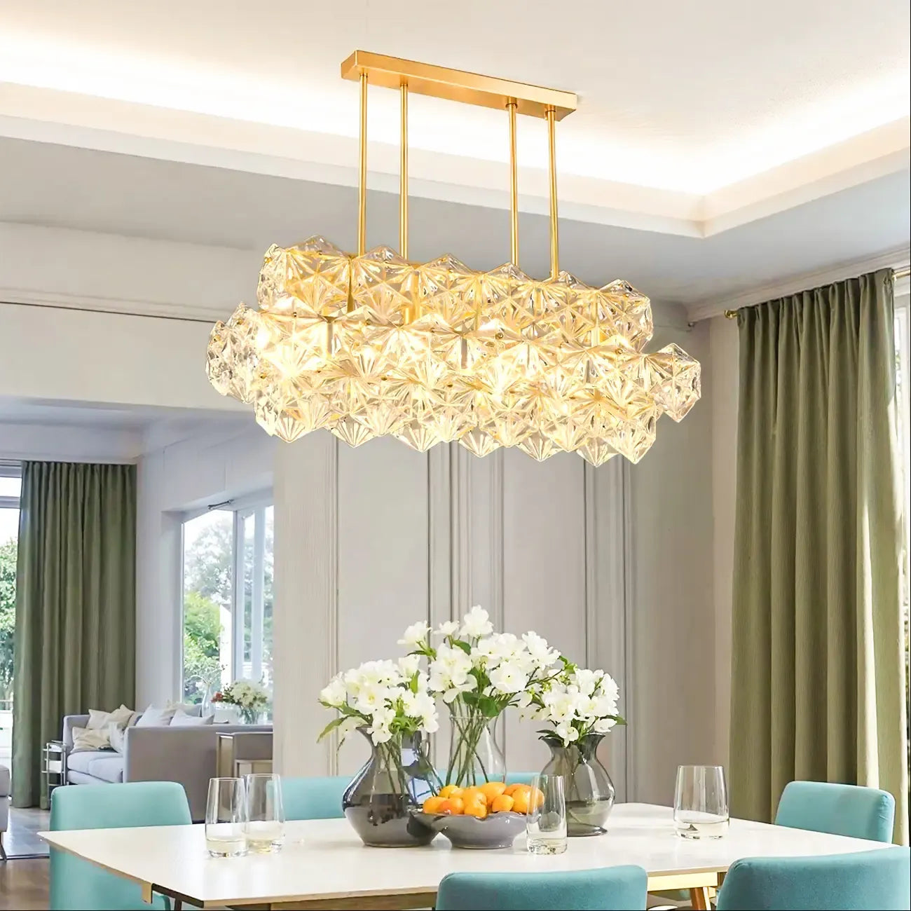 Suspension élégante en cristal doré pour la cuisine