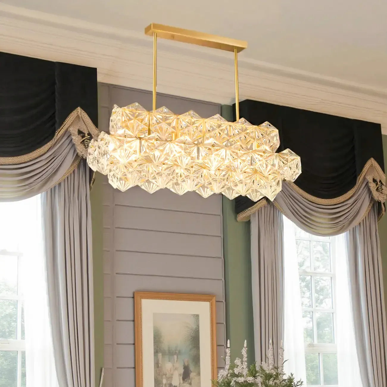 Suspension élégante en cristal doré pour la cuisine