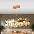 Lustre ovale moderne en cristal réglable pour cuisine