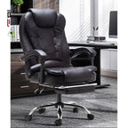 Fauteuil de bureau ergonomique pivotant et inclinable en cuir noir, style exécutif