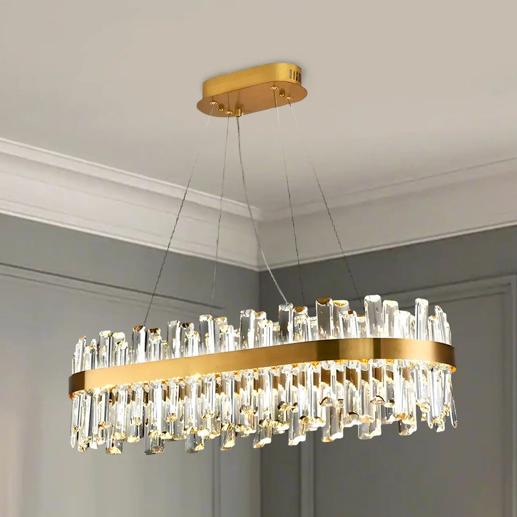 Lustre ovale moderne en cristal réglable pour cuisine