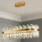 Lustre ovale moderne en cristal réglable pour cuisine
