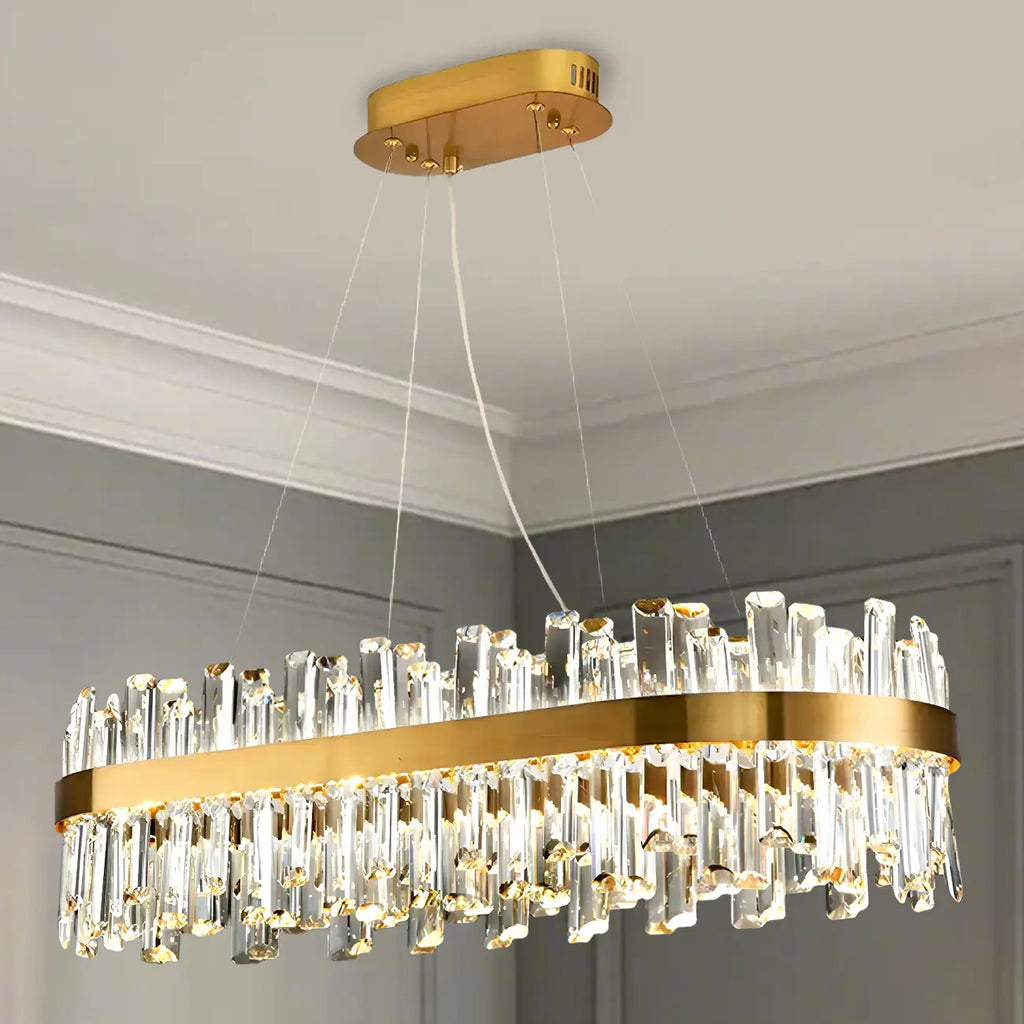 Lustre ovale moderne en cristal réglable pour cuisine