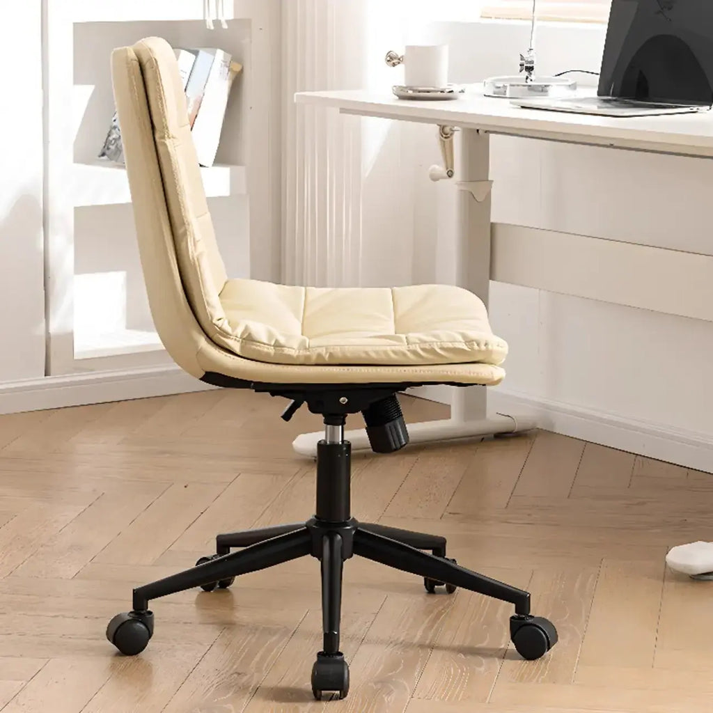 Fauteuil de bureau pivotant réglable en similicuir beige moderne