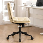 Fauteuil de bureau pivotant réglable en similicuir beige moderne