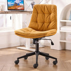 Fauteuil de bureau pivotant réglable en similicuir beige moderne