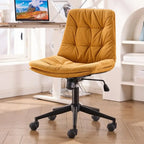 Fauteuil de bureau pivotant réglable en similicuir beige moderne