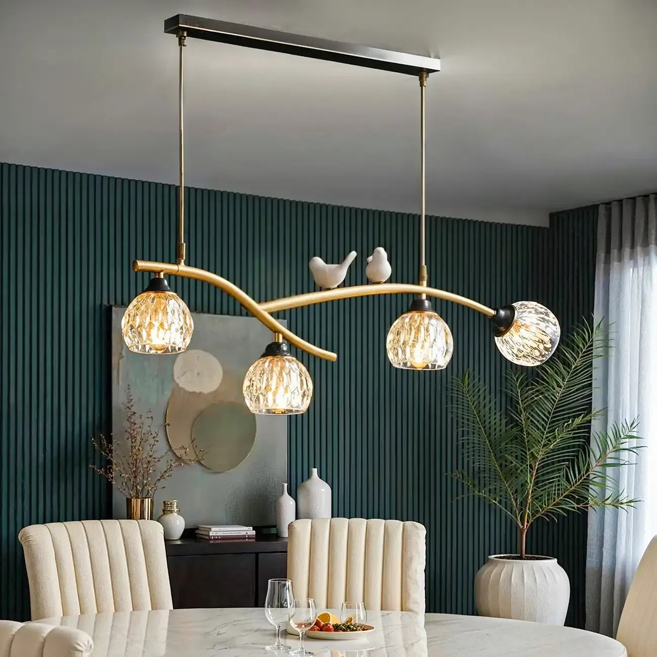 Suspension décorative moderne en cristal avec oiseaux