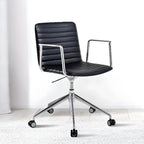 Chaise de bureau pivotante réglable en cuir noir et métal, moderne et élégante