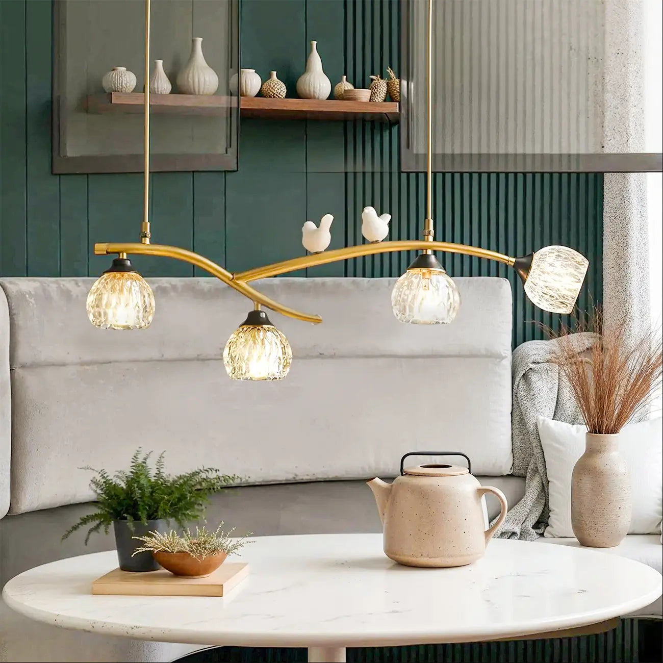 Suspension décorative moderne en cristal avec oiseaux