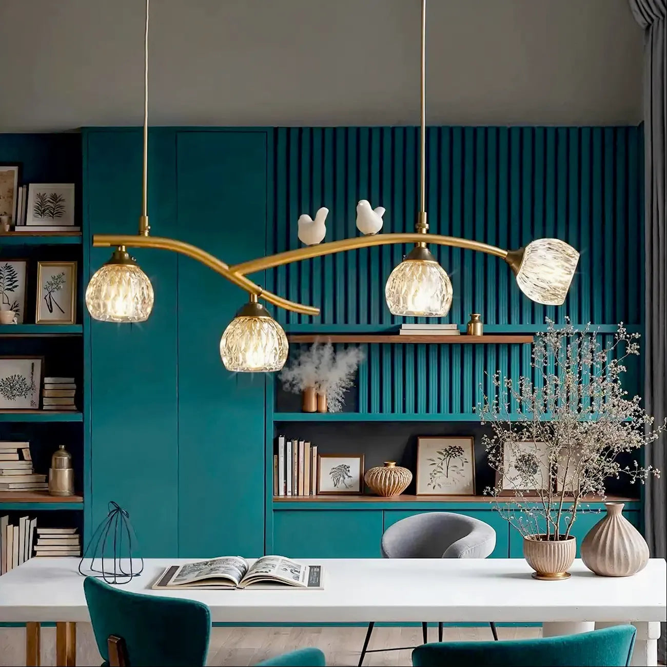 Suspension décorative moderne en cristal avec oiseaux