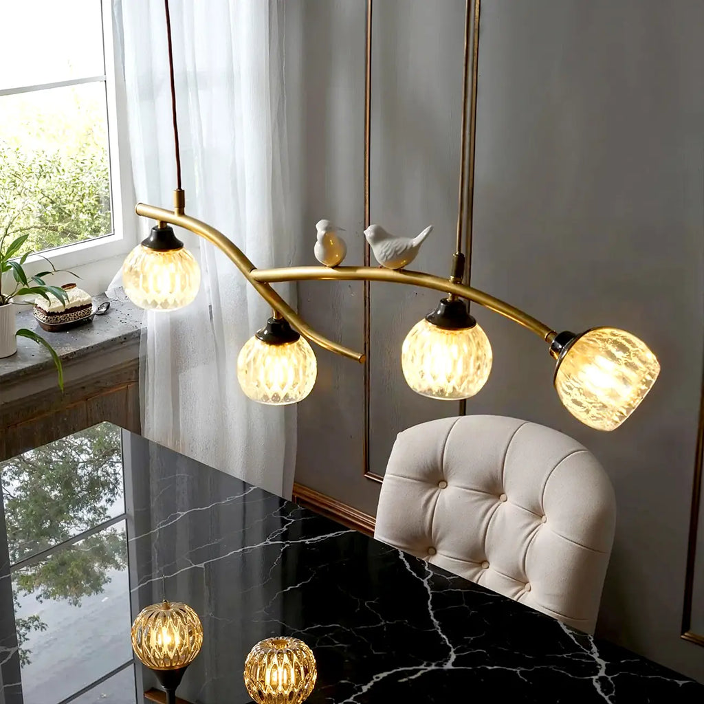 Suspension décorative moderne en cristal avec oiseaux