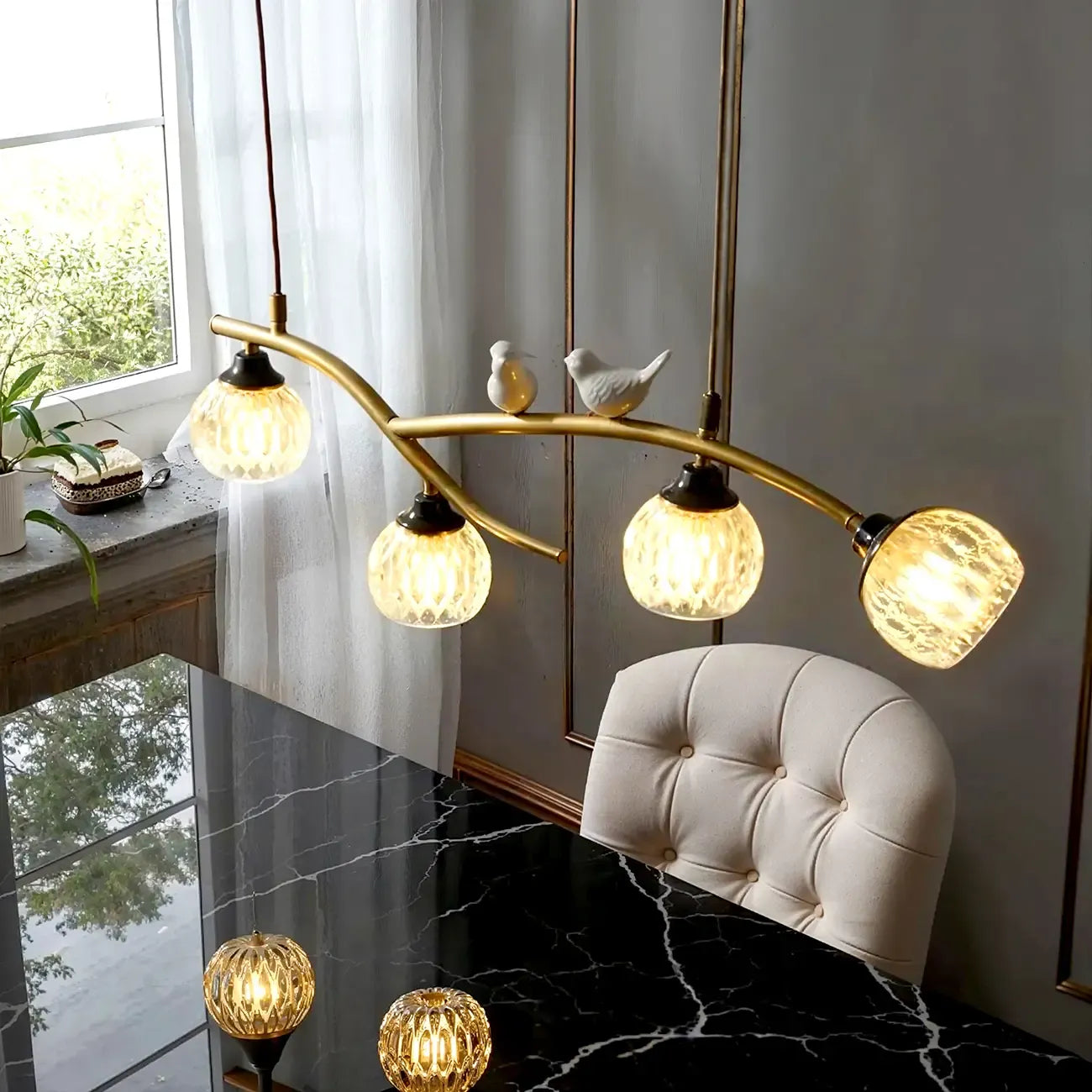 Suspension décorative moderne en cristal avec oiseaux
