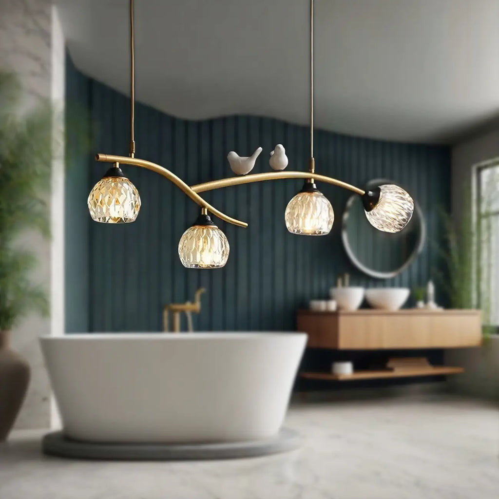 Suspension décorative moderne en cristal avec oiseaux