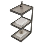 Table de chevet extra haute, simple, avec plateau en verre et trois étagères en acier