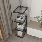 Table de chevet extra haute, simple, avec plateau en verre et trois étagères en acier