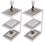 Table de chevet extra haute, simple, avec plateau en verre et trois étagères en acier