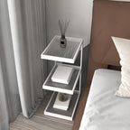 Table de chevet extra haute, simple, avec plateau en verre et trois étagères en acier