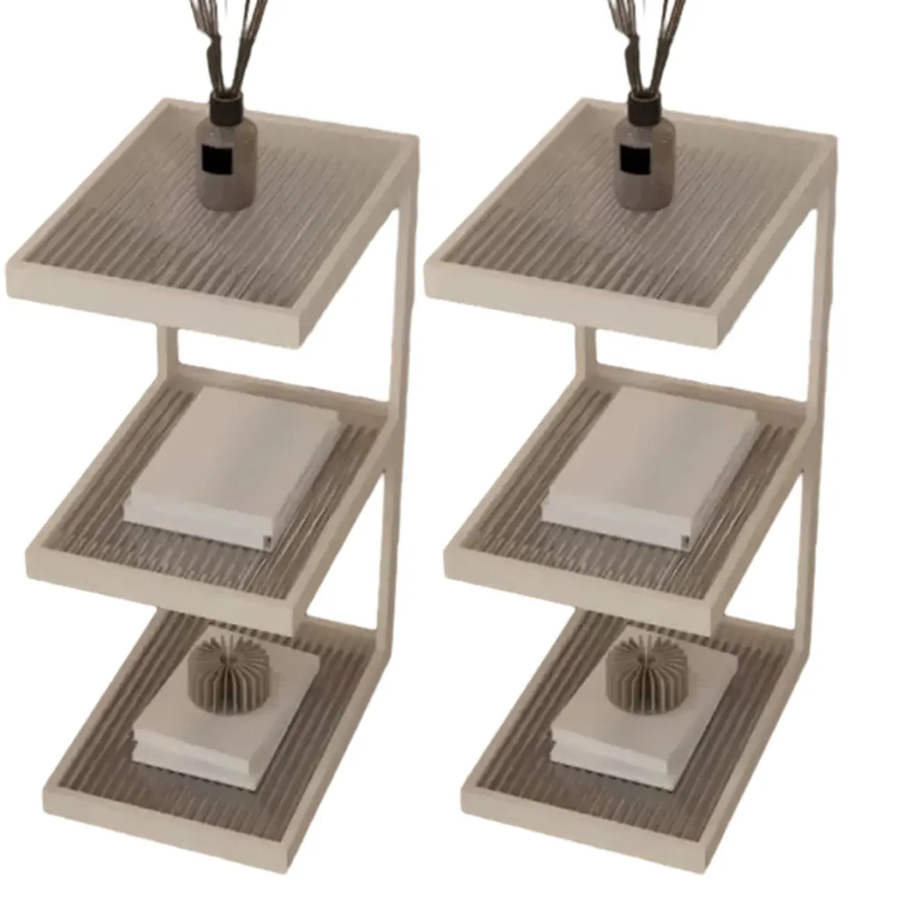 Table de chevet extra haute, simple, avec plateau en verre et trois étagères en acier
