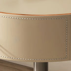 Table de chevet moderne beige en similicuir beige avec tiroir en métal croisé