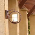 Mini applique murale extérieure industrielle en métal, cylindre en verre blanc, LED