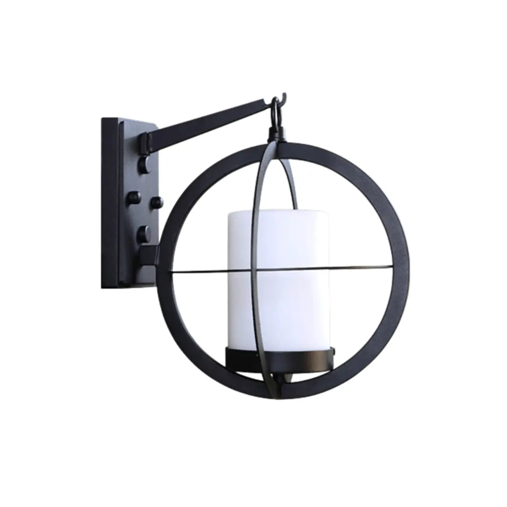 Mini applique murale extérieure industrielle en métal, cylindre en verre blanc, LED