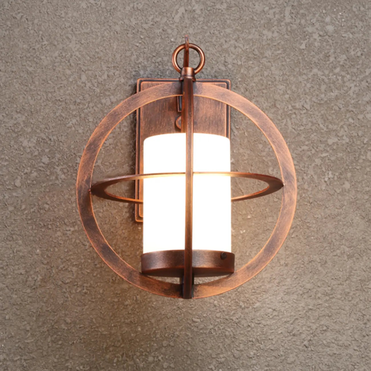 Mini applique murale extérieure industrielle en métal, cylindre en verre blanc, LED