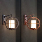 Mini applique murale extérieure industrielle en métal, cylindre en verre blanc, LED