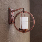 Mini applique murale extérieure industrielle en métal, cylindre en verre blanc, LED