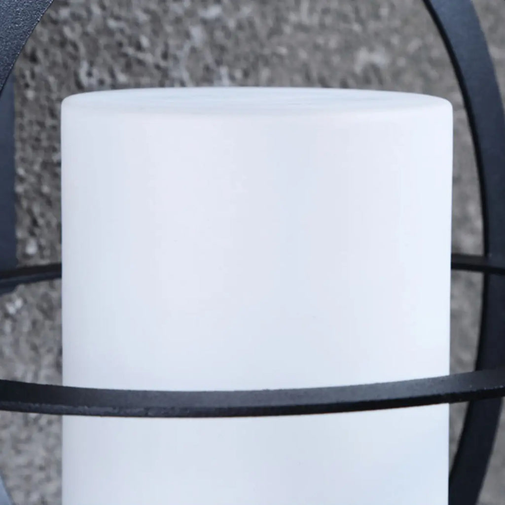 Mini applique murale extérieure industrielle en métal, cylindre en verre blanc, LED