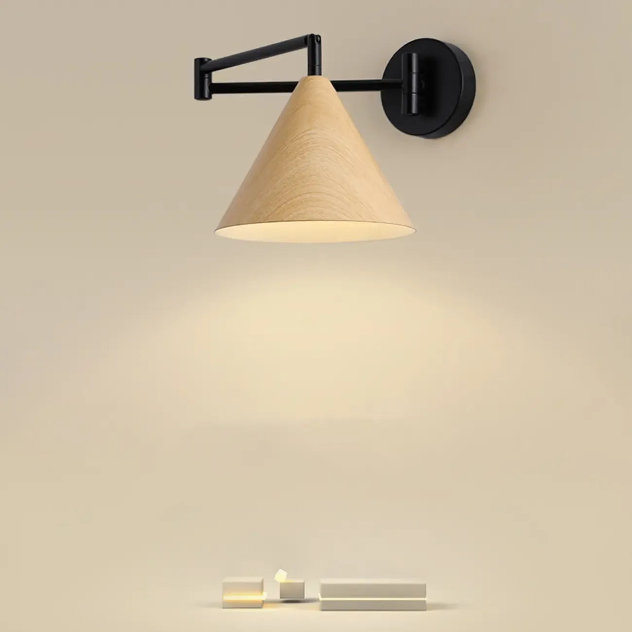 18 Lampade da parete a braccio orientabile piccole da comodino con paralume in legno