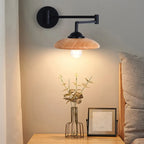 18 Lampade da parete a braccio orientabile piccole da comodino con paralume in legno