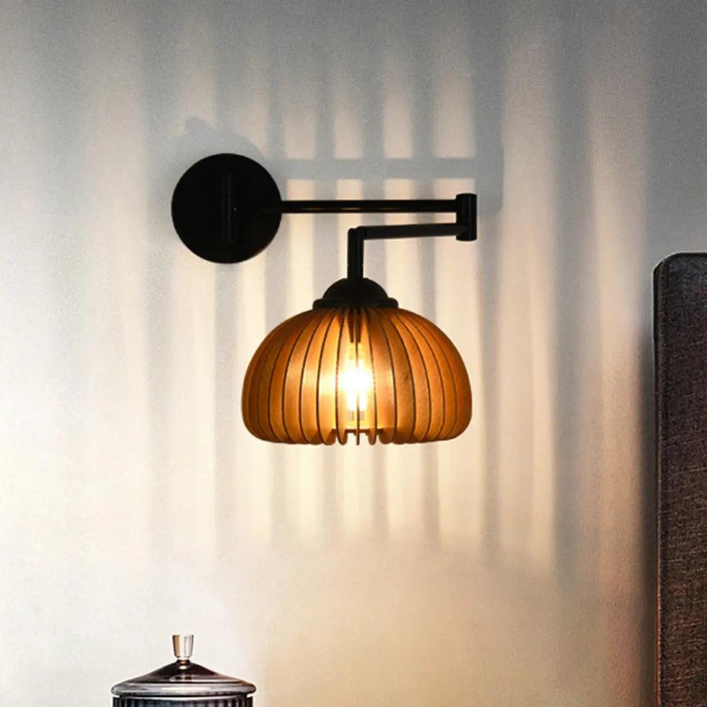18 Lampade da parete a braccio orientabile piccole da comodino con paralume in legno