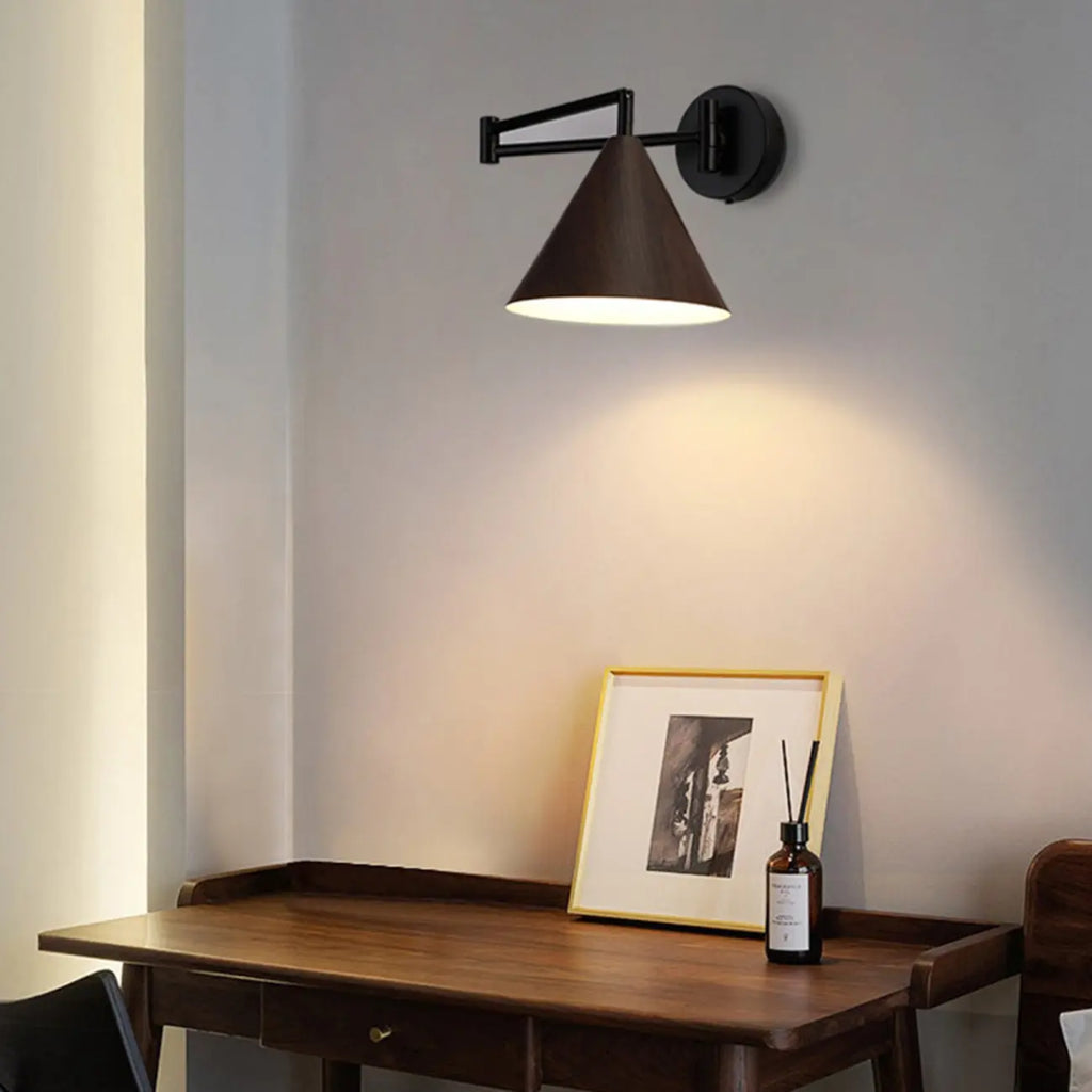 18 Lampade da parete a braccio orientabile piccole da comodino con paralume in legno