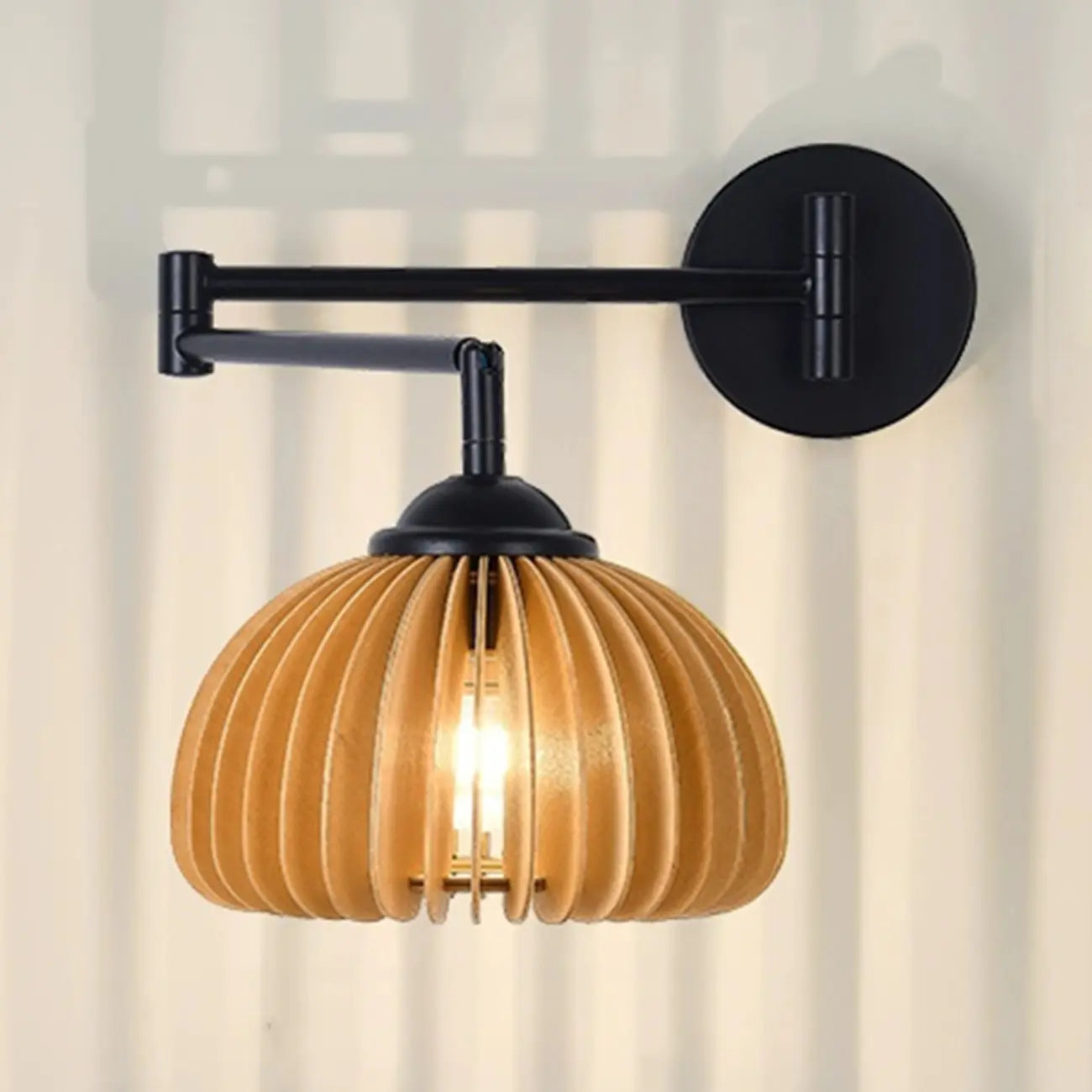 18 Lampade da parete a braccio orientabile piccole da comodino con paralume in legno