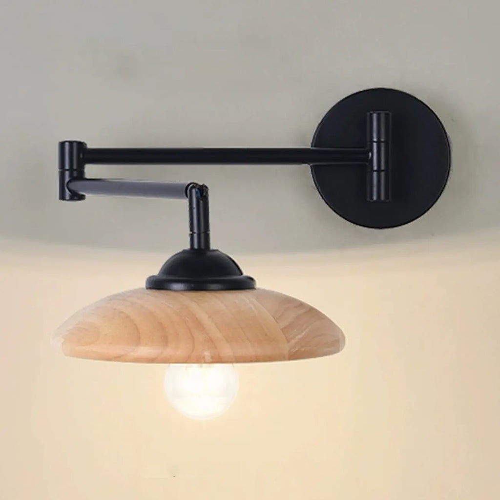 18 Lampade da parete a braccio orientabile piccole da comodino con paralume in legno