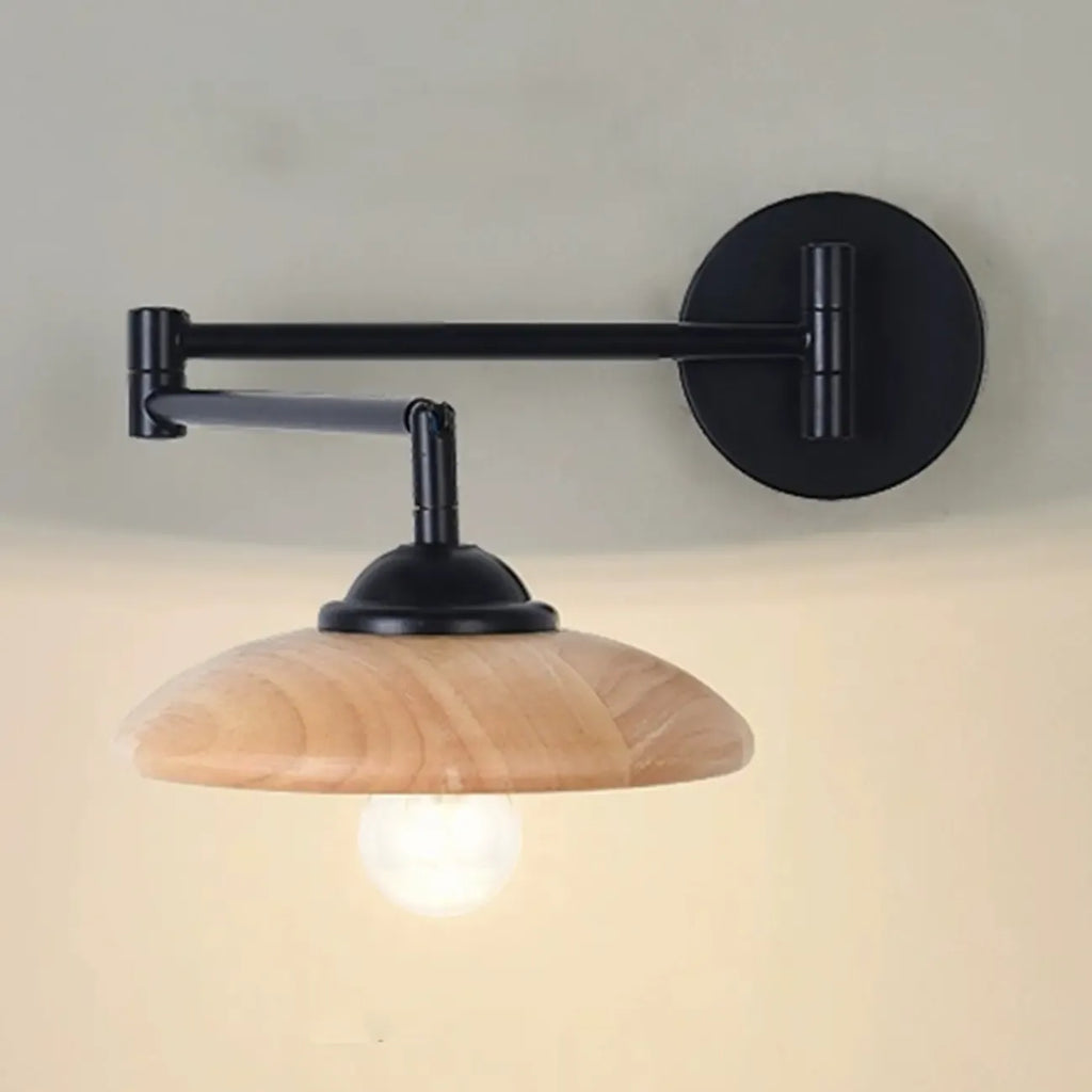 18 Lampade da parete a braccio orientabile piccole da comodino con paralume in legno