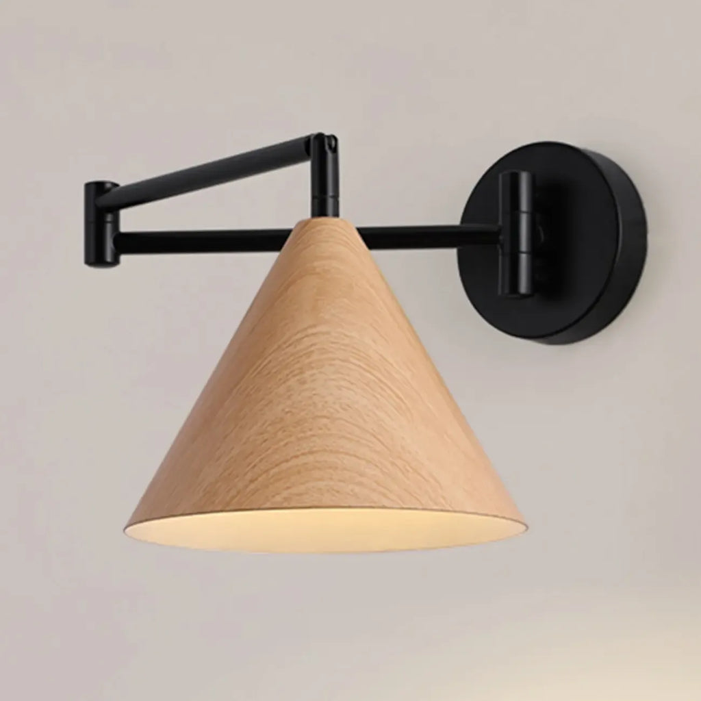 18 Lampade da parete a braccio orientabile piccole da comodino con paralume in legno